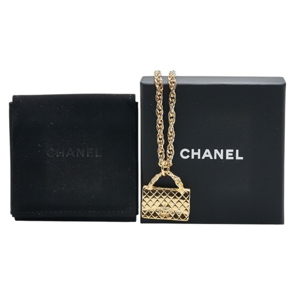 CHANEL Coco Mark Matelasse Bag Motif Necklace Gold Plated - Picture 6 of 7